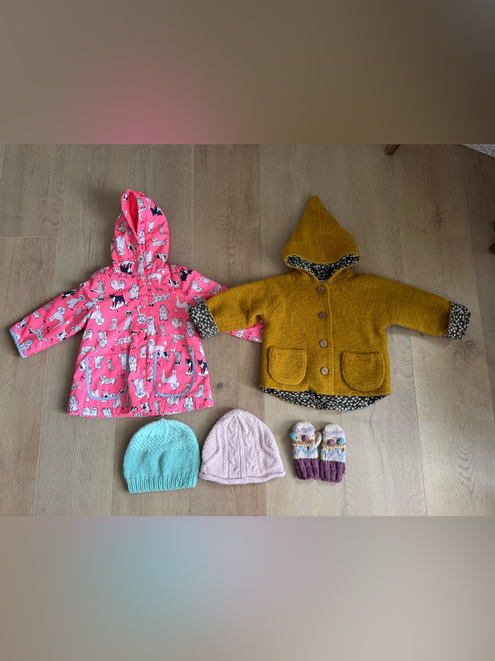 Carter's Pink Animal-Print Hooded Raincoat & Mustard Hooded Jacket Set